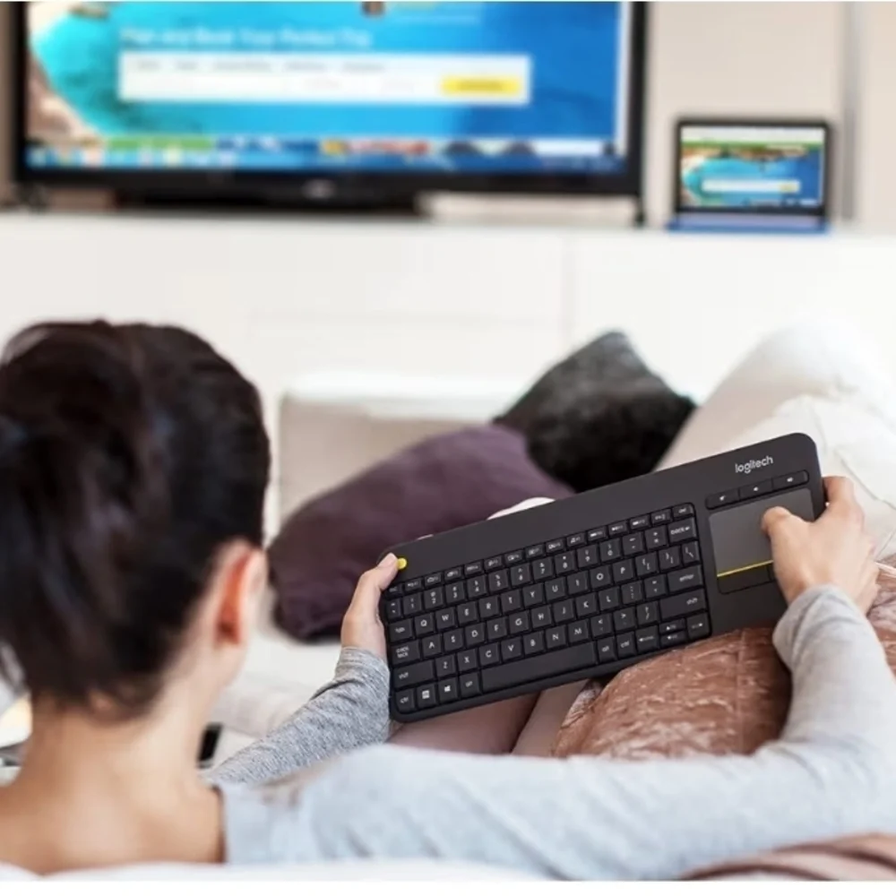 Logitech K400 Plus Wireless Keyboard for PC/TV & Laptop w/ Touch Pad & Receiver